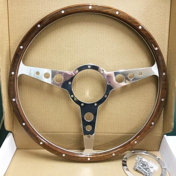 互換品】 ジャガー Eタイプ 15インチ 1961~1974 ウッド ステアリング