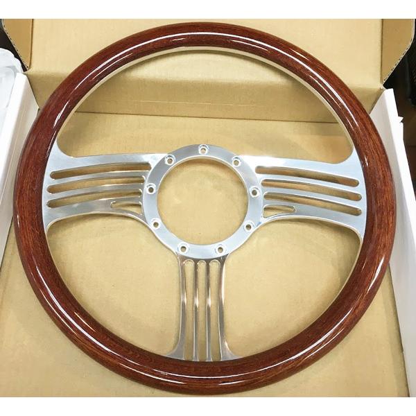 アルミ ビレット ゼファー ステアリング ウッド 9穴 約35φ 14インチ バドニックモトリタレカラ ビレットスペシャリティーズ