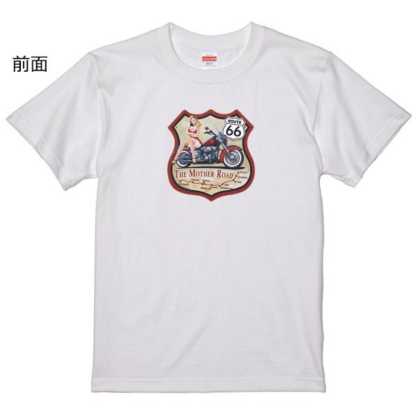 ホットロッド バイク柄 Tシャツ Ｐルート66 アメカジ レトロ アメ車 黒地へ変更可能