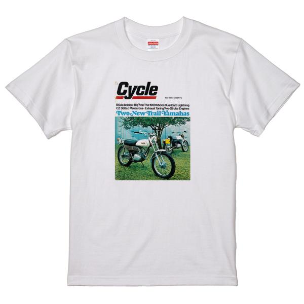 60's ビンテージ アメ車 マガジン風 Ｔシャツ 白 cycle 1969年5月号 モトクロス レース ダート BMW レトロ バイカー