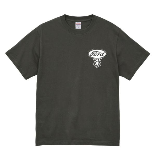 フォード V8 Ｔシャツ Lサイズ グレー マスタング f100 f150 ホットロッド アメカジ ワンポイント