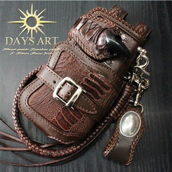 長財布 オーストリッチ革 二つ折り ４点セット ダチョウ革 レザー 本革 メンズ ヌメ革 Lw055 Lh009 Dbr 革財布 シルバー専門店 Days Art 通販 Yahoo ショッピング