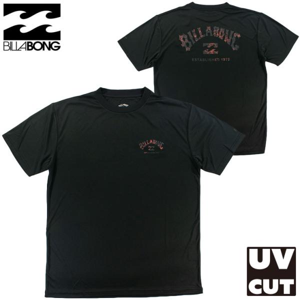 メンズ ラッシュガード UV UPF50+ 半袖 ラッシュTシャツ 紫外線対策 定番ロゴ 黒 ビラボン BILLABONG BG011856