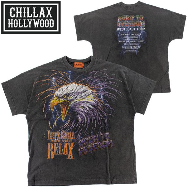 メンズ Tシャツ チラックス アニマルT CHILLAX 252CL1ST501 ヴィンテージ 半袖 バンド ハーレー ビッグT イーグル 鷹