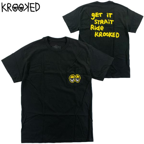 メンズ Tシャツ KROOKED クルキッド ロゴ 半袖TEE ポケT スケートボード マークゴンザレス ティーシャツ STRAIT EYES POCKET TEE