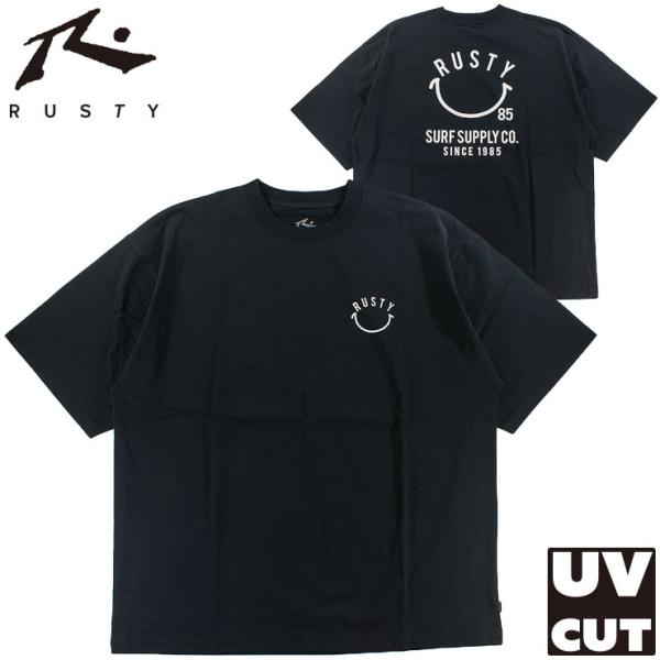メンズ ラッシュガード ラスティー Tシャツ ニコちゃん スイムウェア 水陸両用 半袖 日焼け防止 UPF50+ RUSTY 914473
