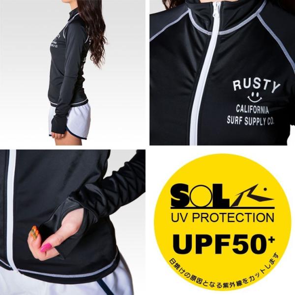 Rusty レディース スマイル柄 長袖ラッシュガード ジップアップ フード無し Upf50 紫外線対策 Buyee Buyee Japanese Proxy Service Buy From Japan Bot Online