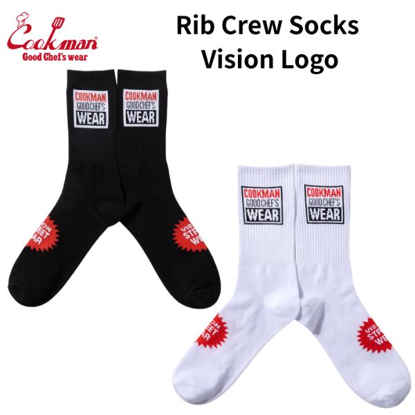 COOKMAN ソックス Rib Crew Socks Vision Logo メンズ 靴下 ロゴ ストリート スケート アウトドア キャンプ