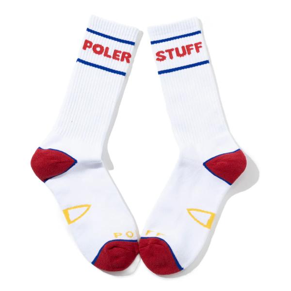 POLER STUFF ポーラースタッフ SKATE SOCKS WHITE スケートソックス ホワイト クルーソックス