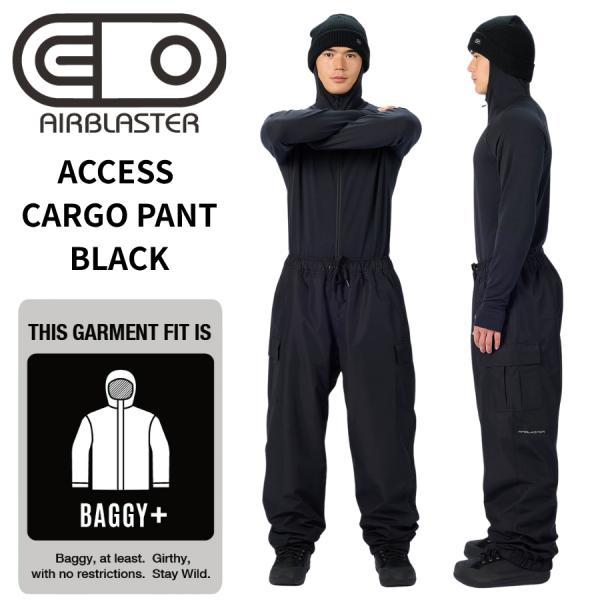 AIRBLASTER ACCESS CARGO PANT BLACK メンズ スノーボードウェア パンツ スノボウェア カーゴパンツ バギーパンツ ルーズフィット 耐水圧10000mm 26-27