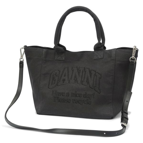 GANNI 黒 ナイロン バッグ Black Black Medium Laces Hobo Bag | GANNI US