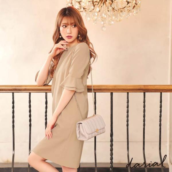 ドレス Darial 土岐田麗子 アンブレラスリーブシンプルワンピースドレス 結婚式 パーティードレス パーティ 二次会 フォーマル 35 Off レディース