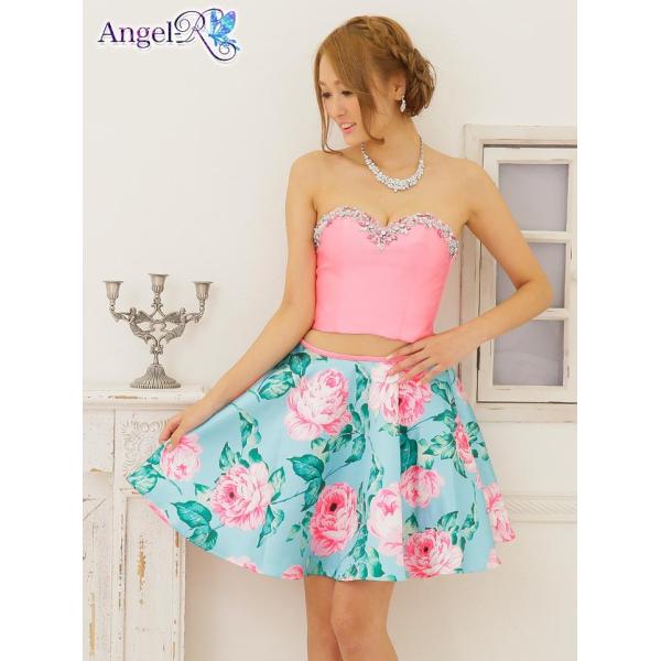 ドレス キャバ キャバドレス ワンピース Angelr 2ピース 花柄ベアaライン 白 ピンク 初売り フレア ミニドレス 花柄 パステルカ