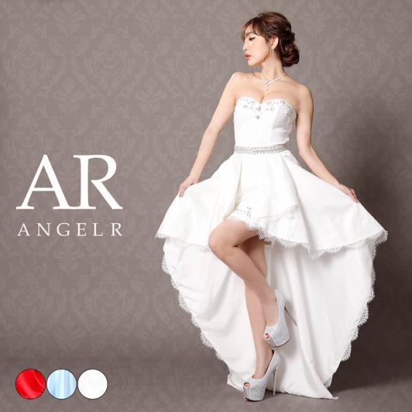 ドレス キャバ キャバドレス ワンピース Angelr 2way レース S Ar 前ミニ 青 テールカット フリル 白 インミニ 赤 今季も再入荷