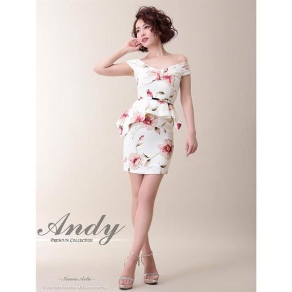 ドレス キャバドレス ワンピース ナイトドレス Andy S M ベルト リボン ミニドレス アイボリー 通常便なら送料無料 花柄 タイト ピンク 黒 ペプラム 紺