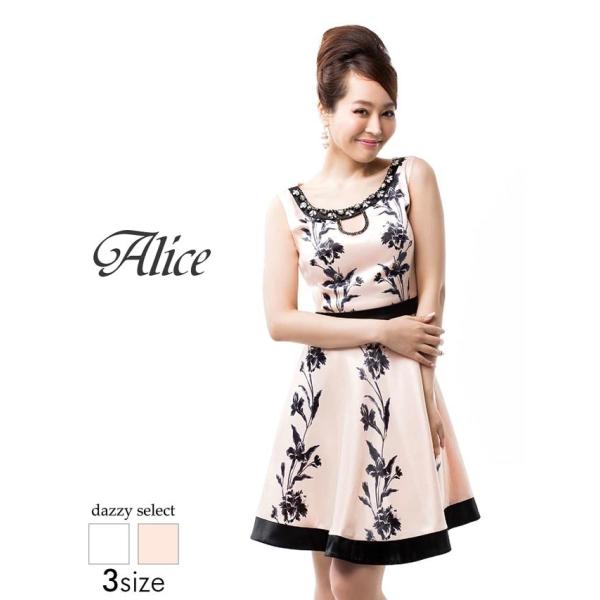 直輸入品激安 ドレス キャバドレス ワンピース ナイトドレス 大きいサイズ Alice S ピ M L 谷間ホール花柄ノースリaライン 白 サイズ ミニドレス