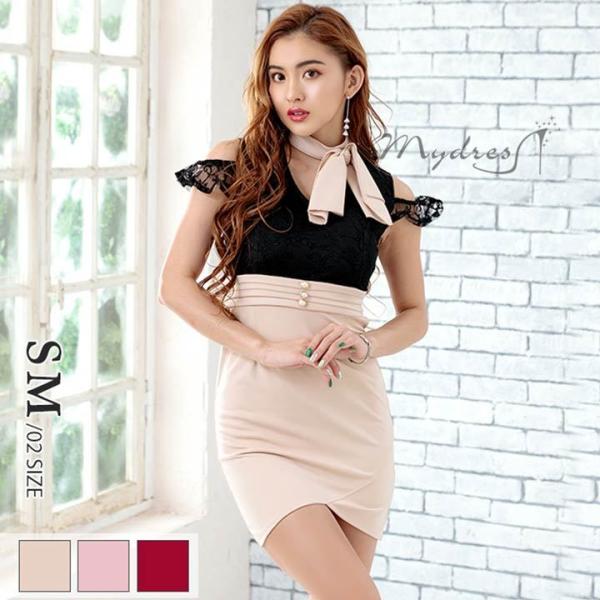 キャバ ドレス 首元 おリボン デザイン 美シルエット タイト ミニ ドレス Ax608 Dazzy Store 通販 Yahoo ショッピング