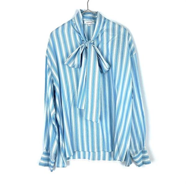 BLAMINK 】ネイビー色ボウタイブラウス サイズM BLAMINK 】ネイビー色