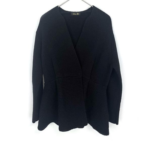 ドゥロワー Drawer ニットカーディガン Vネック ペプラム ブラック 黒 ドゥロワー Drawer ニットカーディガン Vネック ペプラムシルエット