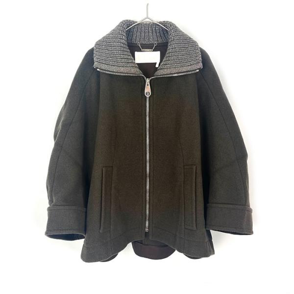 美品⭐︎Chloe クロエ　ジャケット　ノーカラージャケット　ウール　シルク クロエ Chloe ハーフコート ジャケット 襟ニット ワイドスリーブ