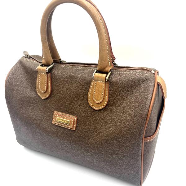 ランセル LANCEL ミニボストンバッグ シンプル 上品 縁取り ブラウン系 