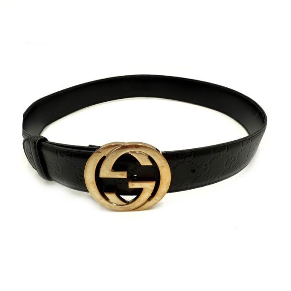 グッチ GUCCI ベルト グッチシマ GGバックル デボス ブラック ゴールド グッチ GUCCI ベルト グッチシマ GGバックル デボス加工 ロゴ型