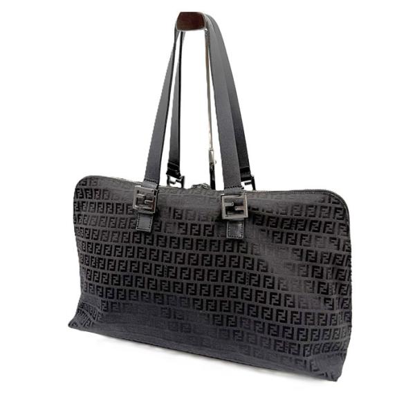 良品 FENDI フェンディ トートバッグ ズッカ ズッキーノ ブラック