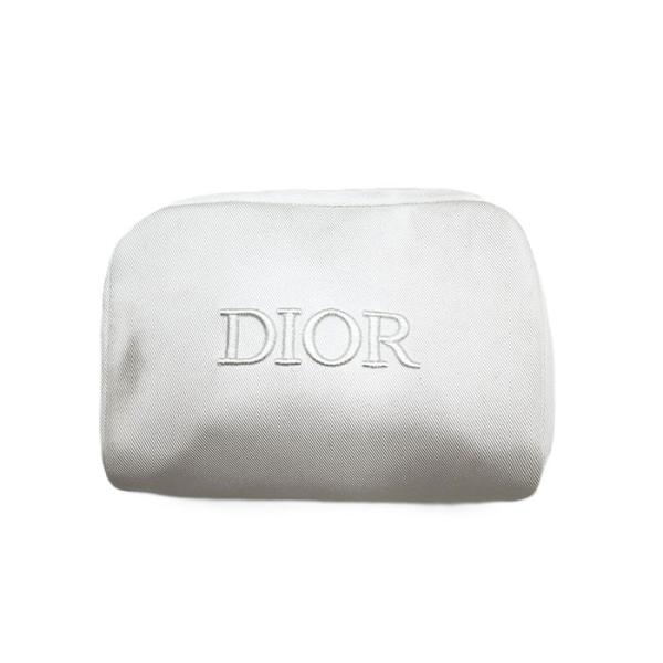 ディオール DIOR ノベルティポーチ ロゴ刺しゅう シルバーラメ
