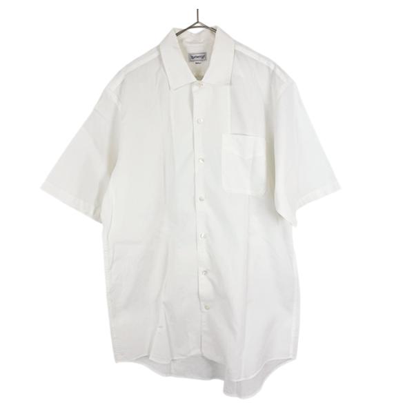 【美品】BURBERRY バーバリー　綿麻　半袖シャツ バーバリー BURBERRY 半袖シャツ 白 無地 コットン リネン混 サイズM