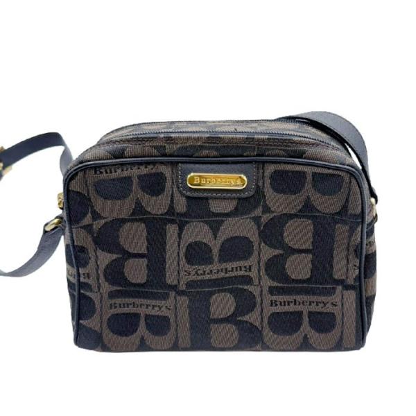 【美品】Burberry キャンバス Bロゴ 総柄 ショルダーバッグ ブラウン バーバリー Burberry ショルダーバッグ Bロゴ 茶 キャンパス レザー