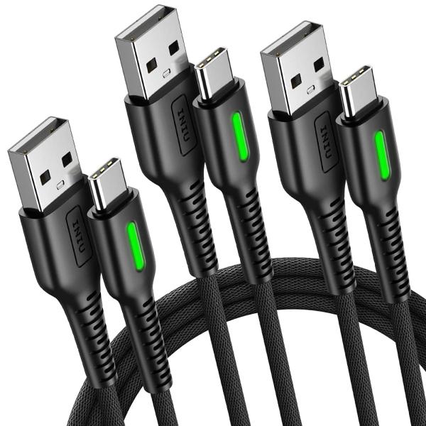 INIU USB C ケーブル (3本セット 0.5m+1m+3m) QC 3.0 対応 3.1A 急速充電 超高耐久 高速データ転送 高耐