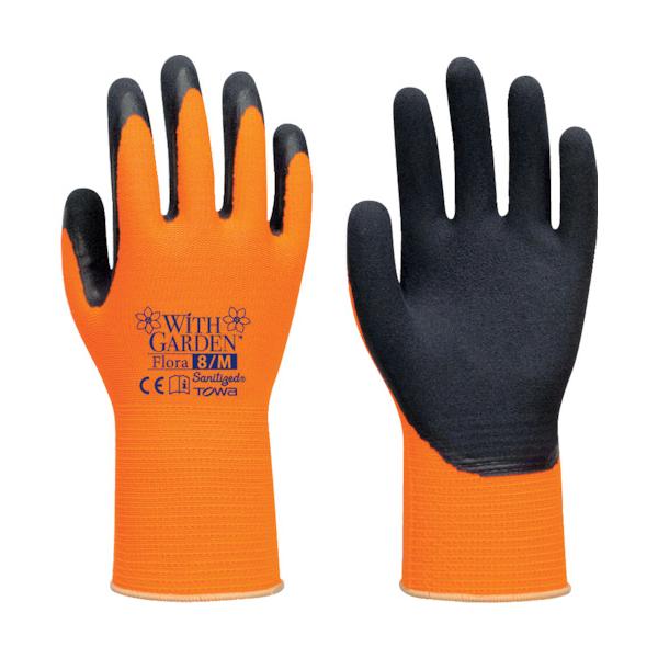 他サイト： トワロン 天然ゴム背抜き手袋　ＷＩＴＨＧＡＲＤＥＮフローラ　サンシャインオレンジ　８／Ｍ/W318M サンシャインオレンジ/Mの商品画像