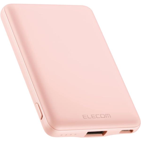 エレコム　ELECOM　モバイルバッテリー 5000mAh 12W 入力(Type-C×1) 出力(Type-C×1/USB-A×1) おまかせ充電対応 コンパクト（ピンク）　DE-C37-5000PN