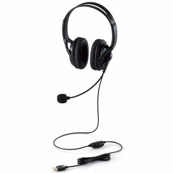他サイト： エレコム ELECOM 両耳大型USB有線 ヘッドセット HS-HP02SUBK ヘッドホン ヘッドフォン マイク 軽量 両耳 シンプルの商品画像