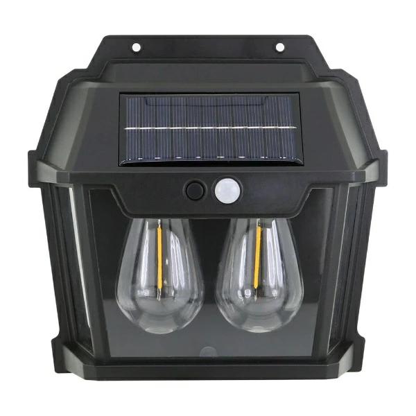 アンティークな雰囲気あるフィラメント電球LED。電池不要、ソーラー充電ライト。3つのモード搭載、人感モード・人感弱点灯モード・常時点灯モード。【仕様】ランプの種類 LED本体サイズ：幅188×奥行65×高さ177mm重量：270g材質：ポリ...