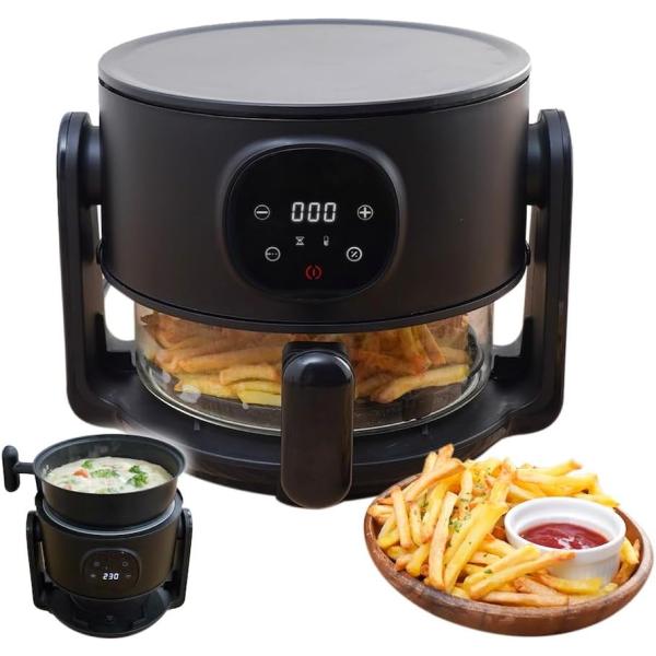 サクッと揚がるエアフライヤー&amp;焼く・煮込む電気鍋の1台2役！【揚げる・焼く・煮込むがこれ1台で完結！サクッと揚がるエアフライヤー】「フライ2バディ」は、ノンフライ調理ができるエアフライヤーと、焼き・煮込み調理ができる電気鍋の1台2役...