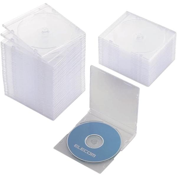 ケース エレコム CD DVD CCD-JSCS50CR Blu-ray／DVD／CDケース スリム／PS／1枚収納 クリア