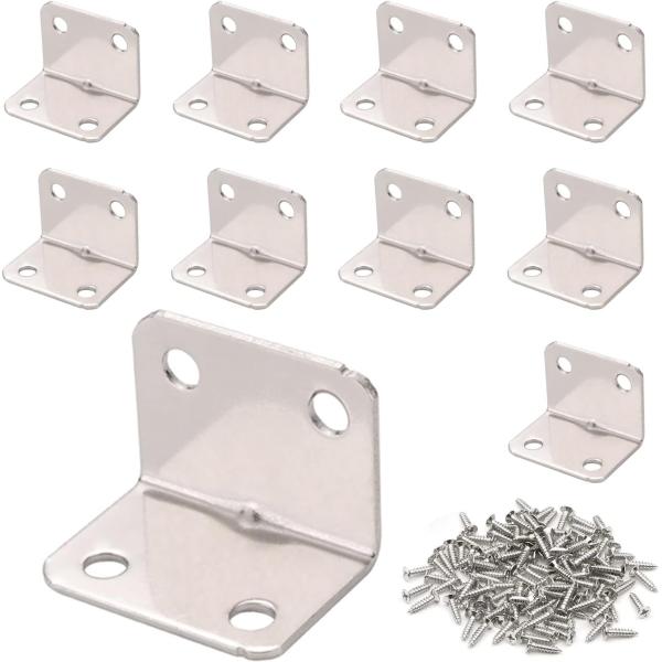 L字金具 角かっこ コーナーブレース 家具棚L字型直角鉄製ブラケット ステンレス製  コーナーブレース 10pcs (25*25*32mm) M4*16ネジ40個付き