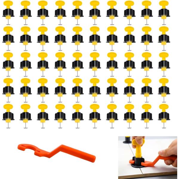 Namioka タイル スペーサー タイル クリップ  レベル調整スペーサー タイル施工補助具 再利用可能 水平調整システム 壁&床用 レンチ付き (50個セット)