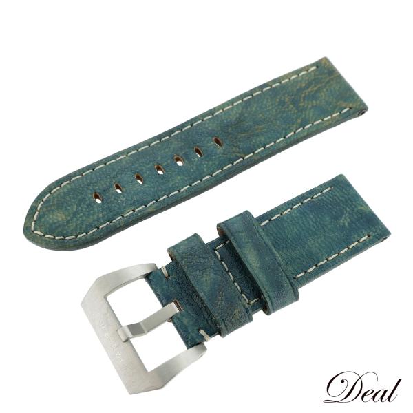 美品 PANERAI パネライ 純正 レザーベルト 尾錠付 26mm ブルー メンズ