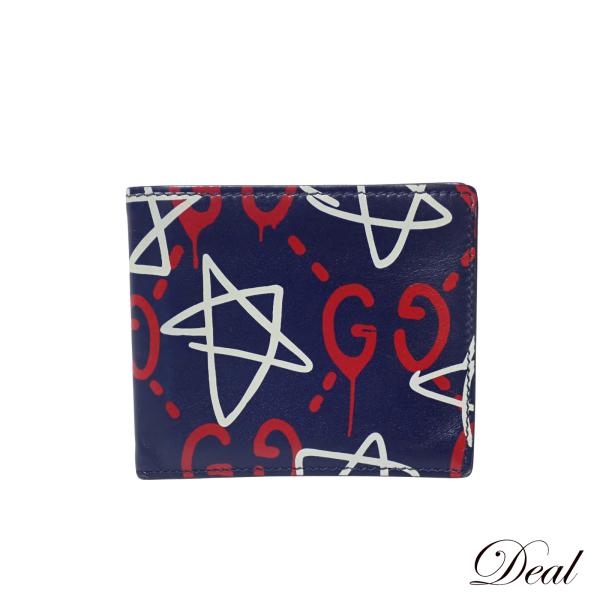 GUCCI グッチ　ネイビー 二つ折り財布　ゴースト　レザー　財布　ご銭入れ GUCCI（グッチ） GGゴースト 448463 ネイビー メンズ 二つ折り財布
