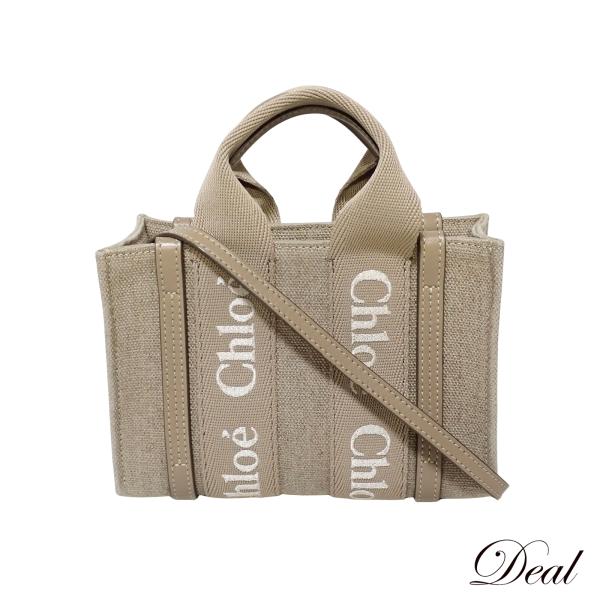 Chloe（クロエ） ウッディ ミニトートバッグ リネンキャンバス