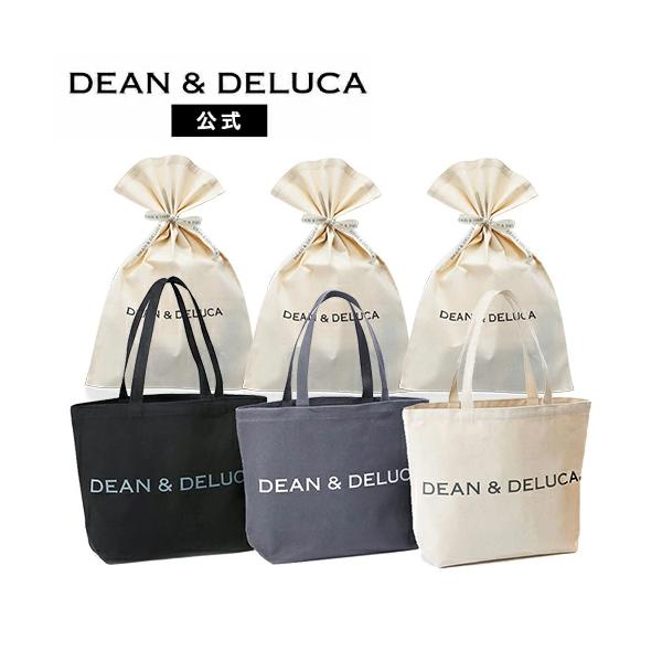 ディーンアンドデルーカ トートバッグ ナチュラル/ブラック/チャコールグレー Lラッピング DEAN & DELUCA トートバッグ 大容量
