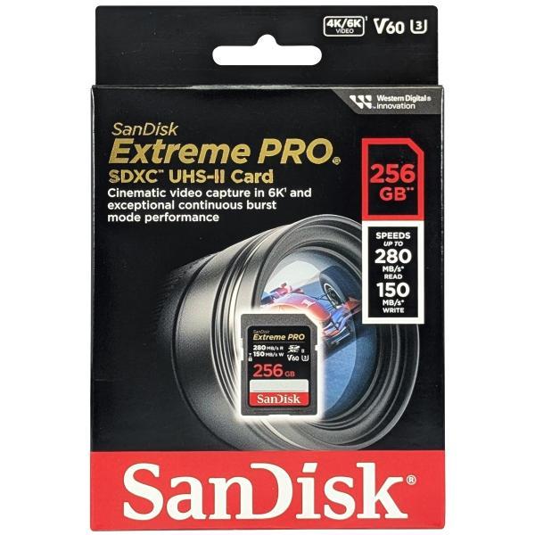送料無料　SanDisk サンディスク SDSDXEP-256G-GN4IN　SDカード SDXC 256GB UHS-II  Extreme PRO U3 V60 6K 4K R:280MB/s W:150MB/s　[海外リテール品]