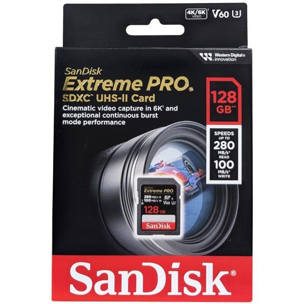 送料無料　SanDisk サンディスク　SDSDXEP-128G-GN4IN　SDカード SDXC 128GB UHS-II  Extreme PRO U3 V60 6K 4K R:280MB/s W:100MB/s [海外リテール品]