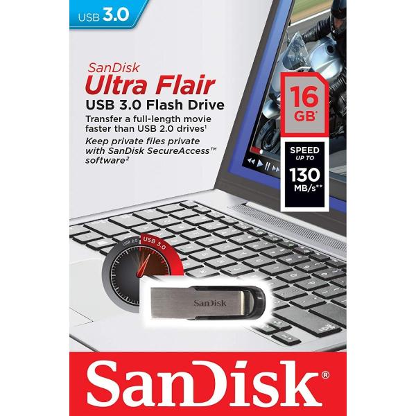  SanDisk TfBXNUSB[ Ultra Flair USB3.0 őR:130MB/s SDCZ73-016G-G46[COe[i] ([4܂ő)