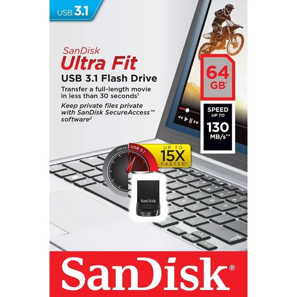  SanDisk TfBXN 64GB ULTRA Fit USB3.1 tbVhCu ( ǎ ő130MB/s ) SDCZ430-064G  [COe[i]([4܂ő)