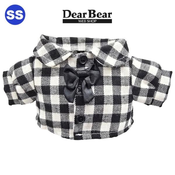 ぬいぐるみ 洋服 シャツ チェック＆ブラックリボン ＳＳ　秋冬26新作 ベアウェア 着せ替え ぬい服 プレゼント