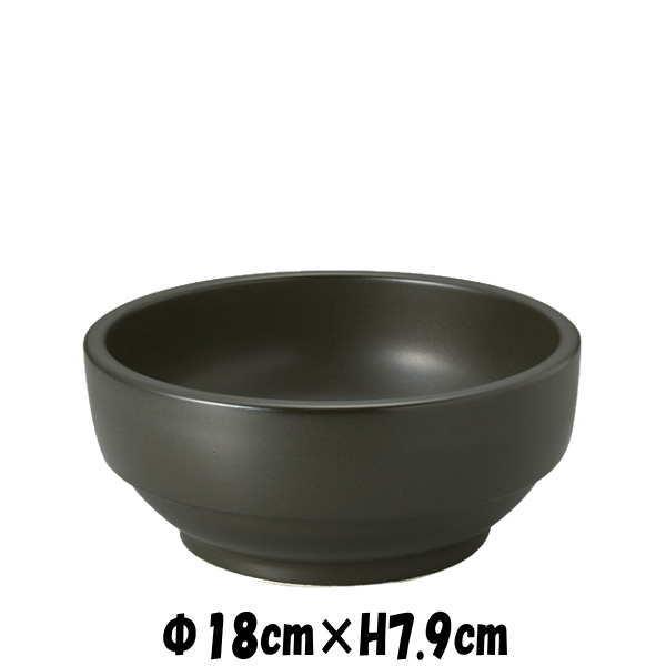黒18cm 直火対応 耐熱陶器製スタッキング石焼きビビンバ鍋 陶器磁器の