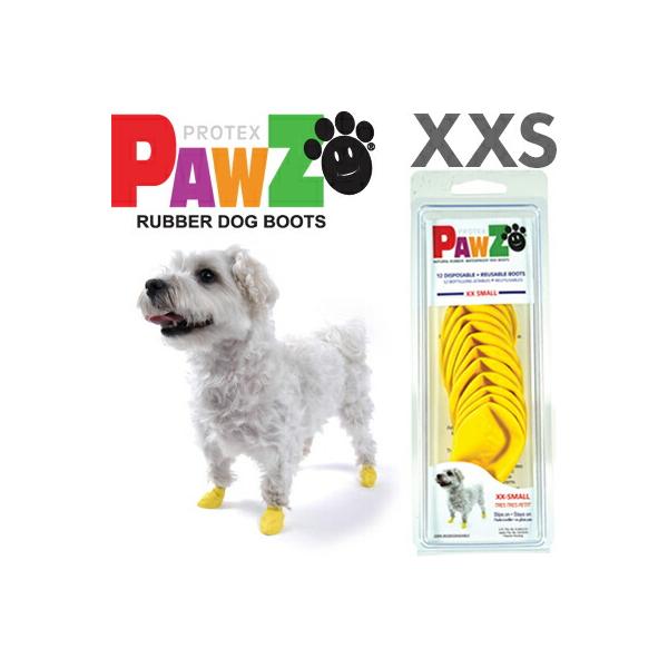 超小型犬 小型犬 ブーツ PAWZ ラバードッグブーツ XXS 12枚入 4本足3回分 イエロー ポウズ パウズ 肉球 保護 滑り止め 雪遊び 室内 海外ブランド